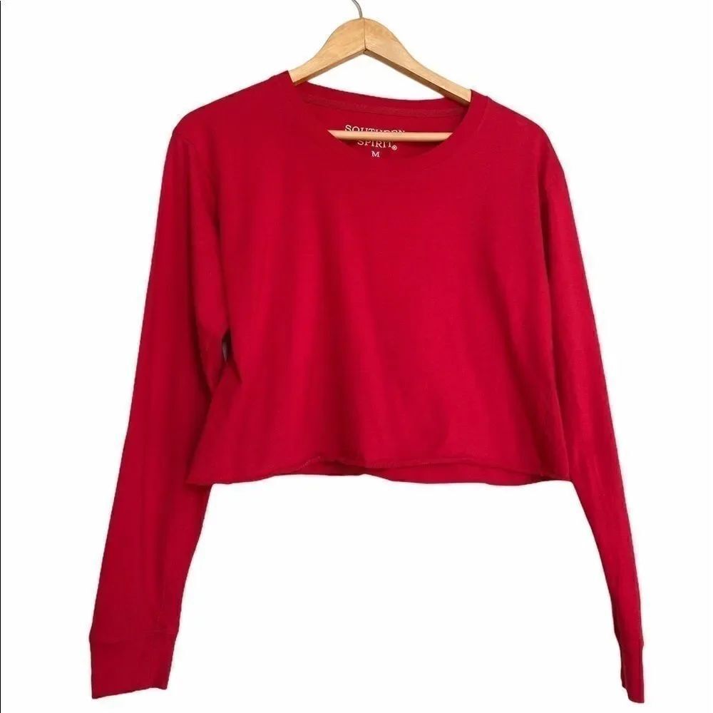 Urban Outfitters Long Sleeve Red Crop Top
